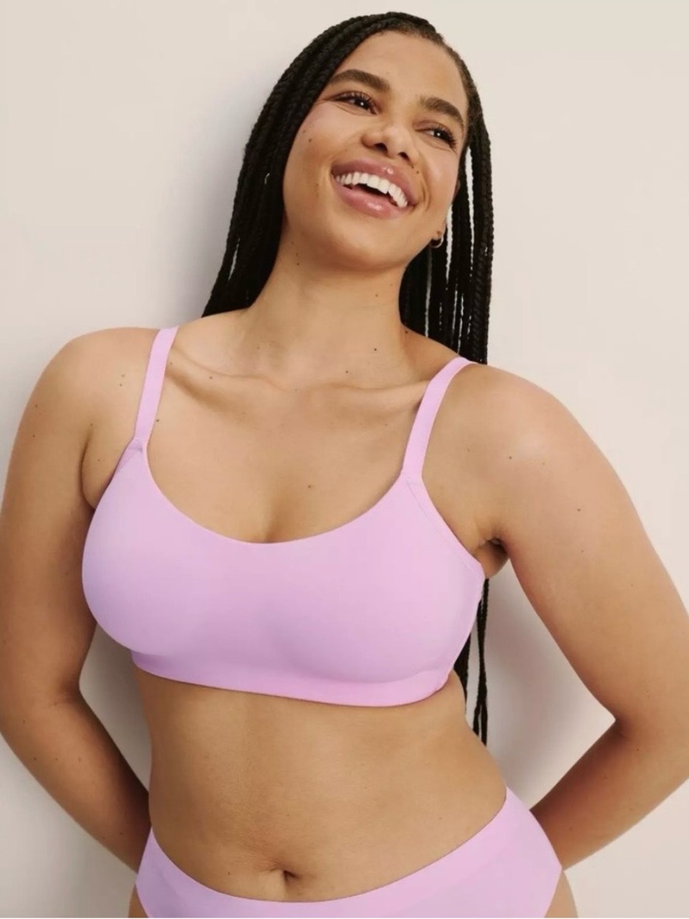 knix wireless One and Only Scoop Bra in pink lemonade, size L+ (36 D/DD/DDD)